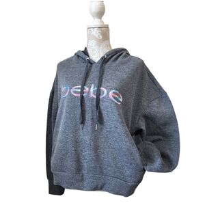 BEBE Sport Plus Size 2X Charcoal Rainbow Sequin Hoodie w/Pockets